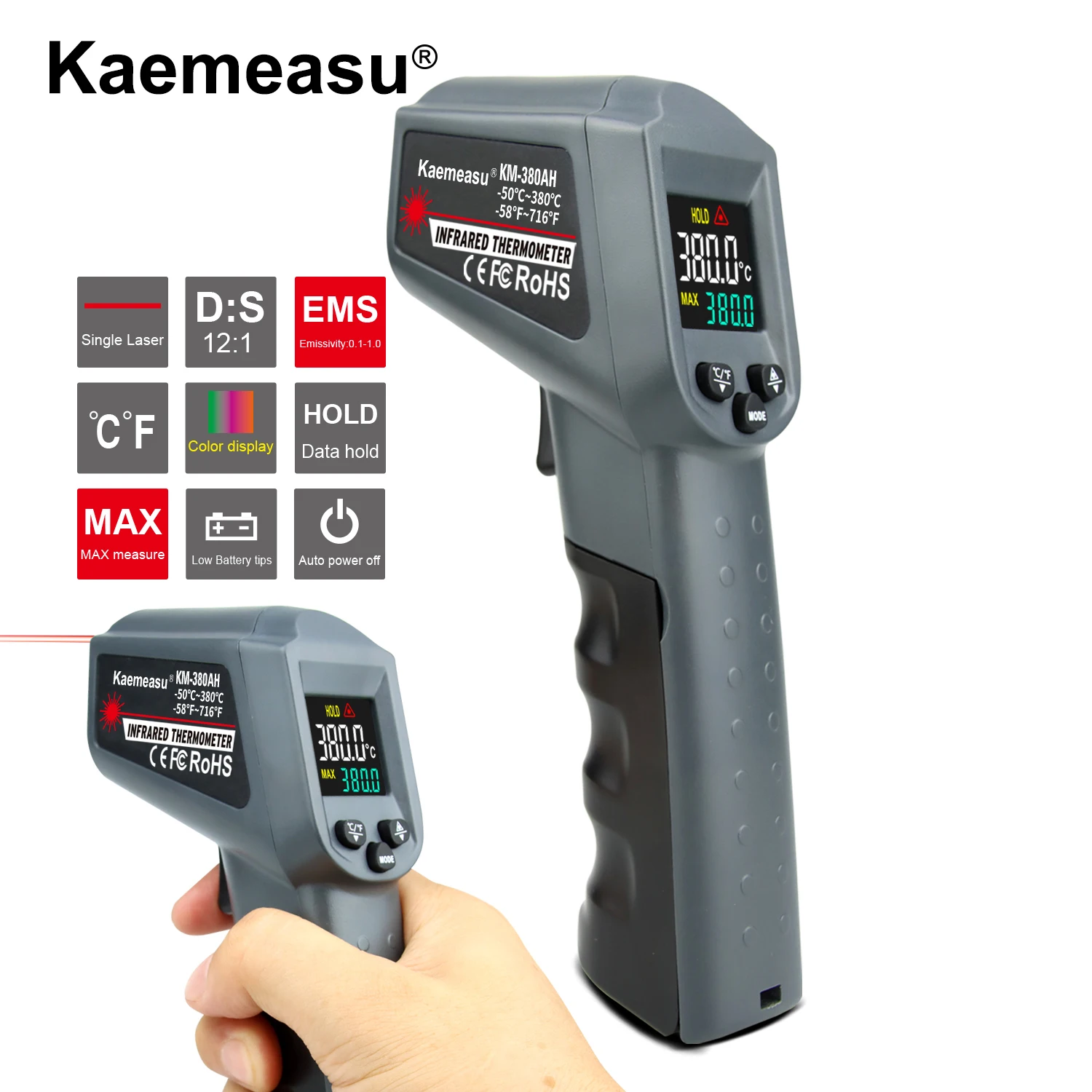 Handheld Digital Infrared Thermometer Non-Contact Laser Industrial High Temperature Gun Color LCD Digital thermometer
Handheld Digital Infrared Thermometer Non-Contact Laser Industrial High Temperature Gun Color LCD Digital thermometer