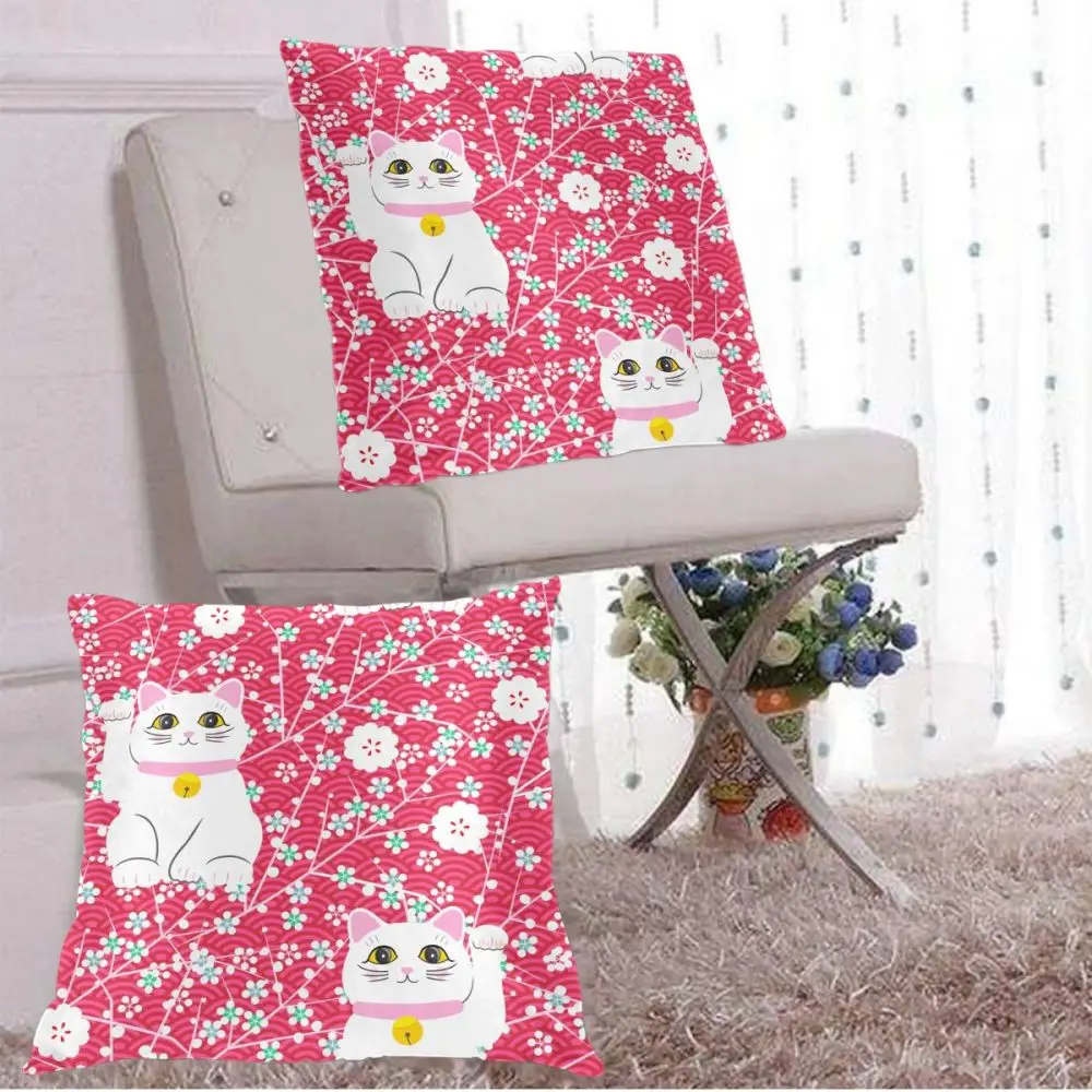 Pillow Case Cover Japanese Lucky Cats Home Decorative 2 Pieces Zipper Throw Cushion Case for Sofa and Bed 
Pillow Case Cover Japanese Lucky Cats Home Decorative 2 Pieces Zipper Throw Cushion Case for Sofa and Bed