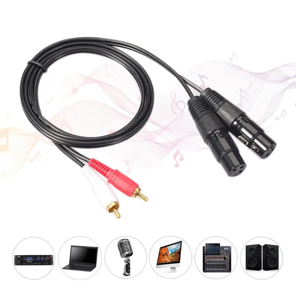 Двойной RCA штекер к XLR 2 HIFI стерео аудио кабель для подключения микрофона микшера