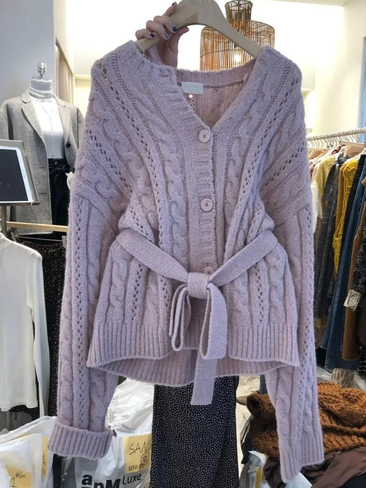 Autumn Single Breasted O-neck Jacket Kintwear Women Knit Cardigan Twist Korean Sashes Slim Waist Sweater Winter Coat New Fashion
Autumn Single Breasted O-neck Jacket Kintwear Women Knit Cardigan Twist Korean Sashes Slim Waist Sweater Winter Coat New Fashion