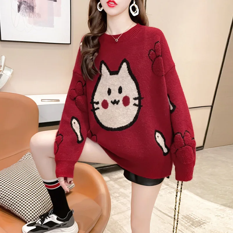 2022 WomenMs red sweater female autumn outfit new hot style in 2022 women's wear loose knit top female outside the autumn and wi
2022 WomenMs red sweater female autumn outfit new hot style in 2022 women's wear loose knit top female outside the autumn and wi