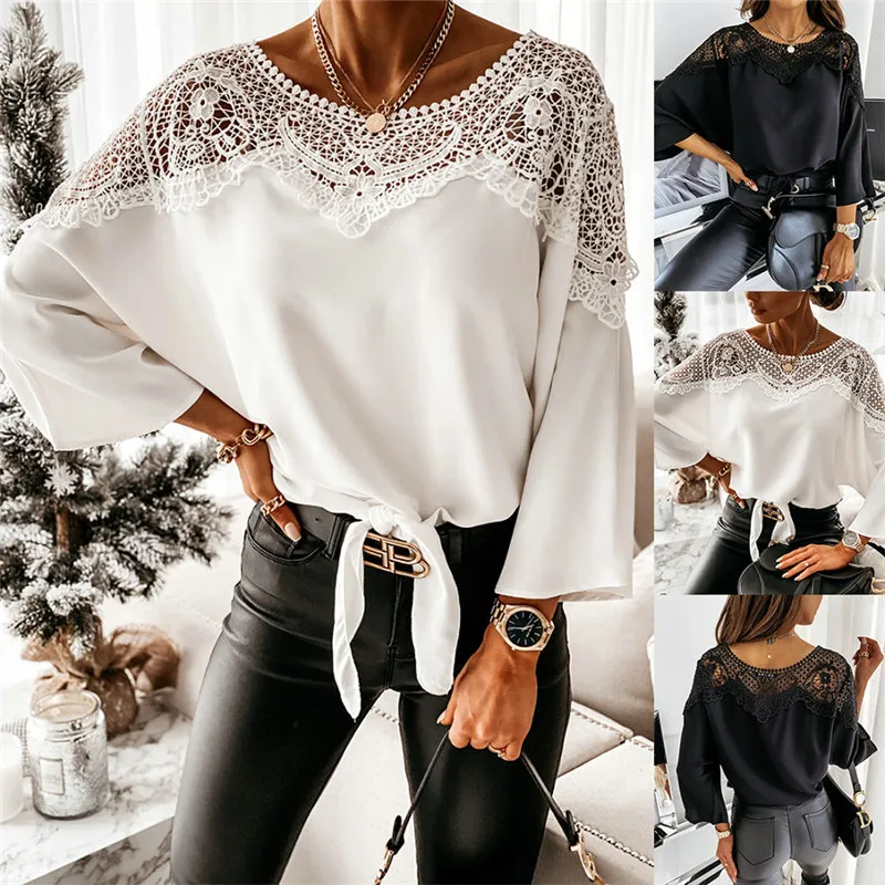 Casual Blouse Tops Women Summer Hollow Out Flower Lace Hollow Patchwork Shirt 3/4 Sleeve All-match Femme Blusas Women Blouses
Casual Blouse Tops Women Summer Hollow Out Flower Lace Hollow Patchwork Shirt 3/4 Sleeve All-match Femme Blusas Women Blouses