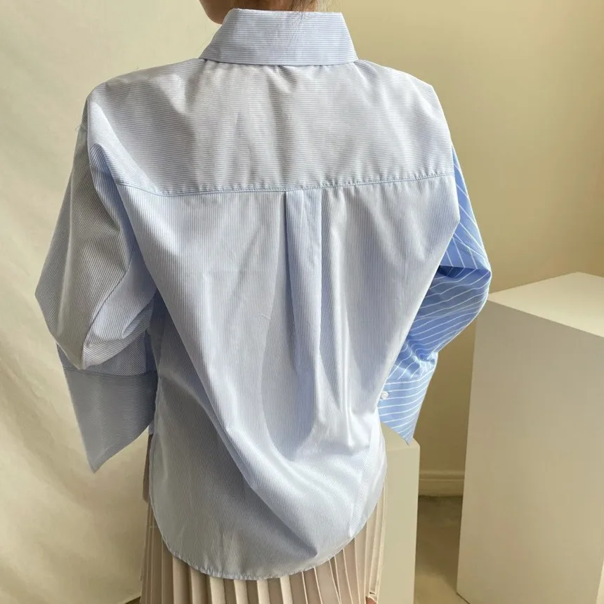 Korean Style Women Spring Office Lady Patchwork Asymmetry Elegant Shirts Blouses Fashion Casual Turn-down Collar Tops Shirts
Korean Style Women Spring Office Lady Patchwork Asymmetry Elegant Shirts Blouses Fashion Casual Turn-down Collar Tops Shirts