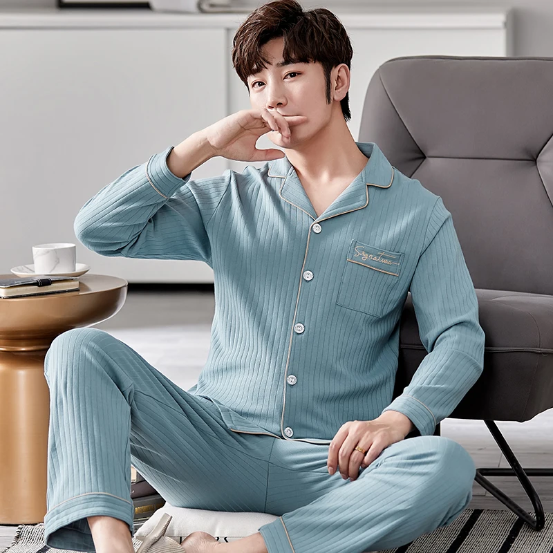 Autumn Winter Men Sleepwear Set Long Sleeve Male Pajama Set Father Pure Full Cotton Pajamas for Men Underwear Clothes Home Wear
Autumn Winter Men Sleepwear Set Long Sleeve Male Pajama Set Father Pure Full Cotton Pajamas for Men Underwear Clothes Home Wear