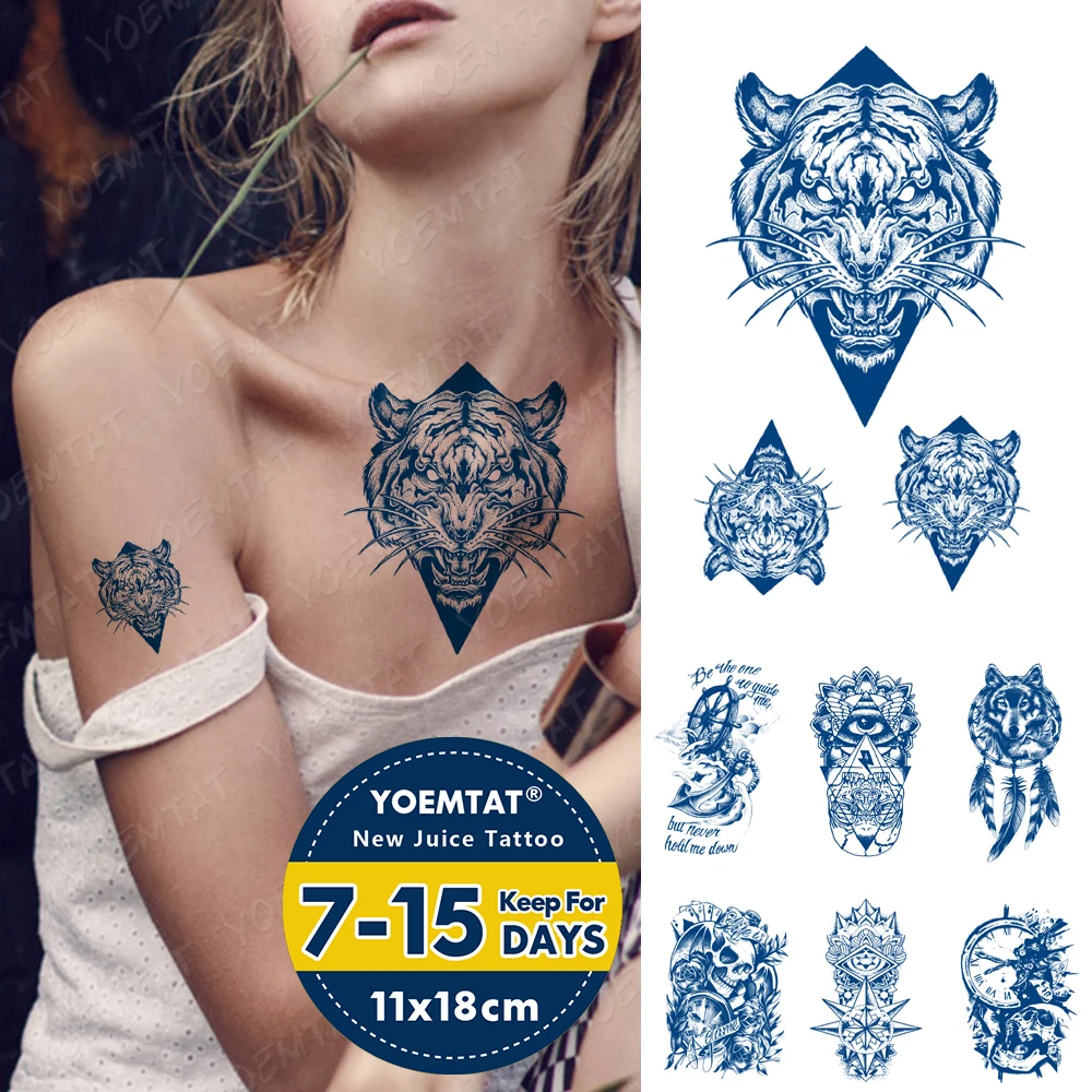 Juice Ink Lasting Waterproof Tattoo Sticker Tiger Wolf Skull Clock Anchor Flash Full Tattoos Arm Body Art Fake Tatto Men Women
Juice Ink Lasting Waterproof Tattoo Sticker Tiger Wolf Skull Clock Anchor Flash Full Tattoos Arm Body Art Fake Tatto Men Women