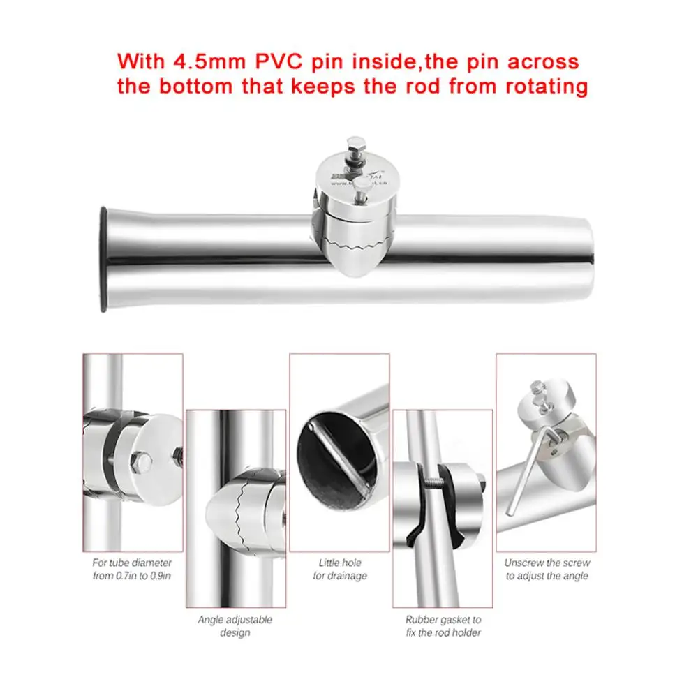 Stainless Steel 316 Fishing Rod Rack Holder Pole Bracket Support Rail Mount with Clamp on 19 to 32mm Marine Boat Hardware Fish | Автомобили