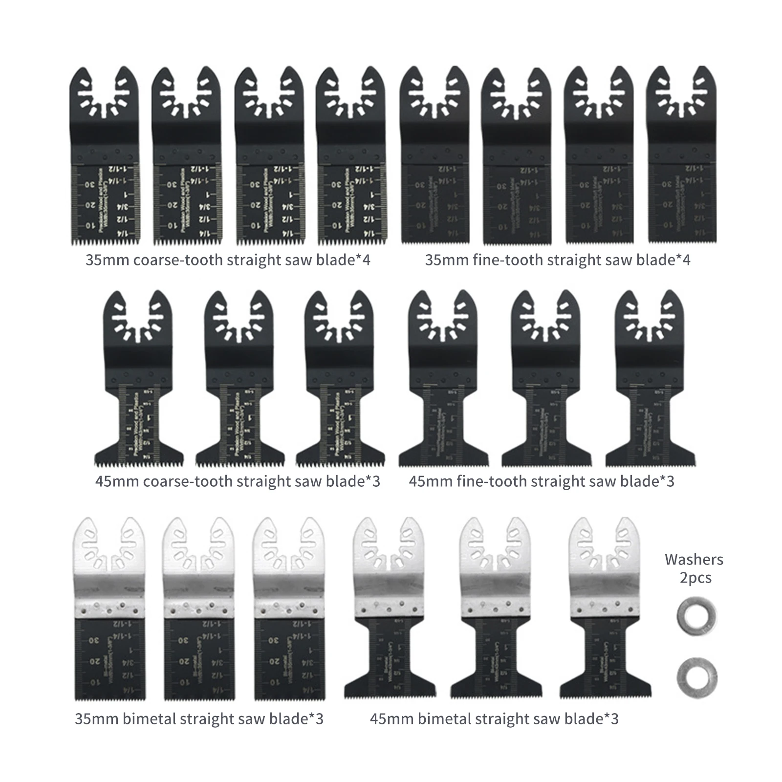 20pcs/set Multi-Function Saw Blade Accessories Oscillating MultiTool Saw Blades for Renovator Power Wood Cutting Tool Bits
20pcs/set Multi-Function Saw Blade Accessories Oscillating MultiTool Saw Blades for Renovator Power Wood Cutting Tool Bits