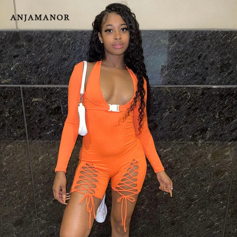 ANJAMANOR Sexy Orange Rib Knit Jumpsuit Women Long Sleeve Rompers Bodycon One Piece Outfit Sports Wear Wholesale D85-DZ33
ANJAMANOR Sexy Orange Rib Knit Jumpsuit Women Long Sleeve Rompers Bodycon One Piece Outfit Sports Wear Wholesale D85-DZ33