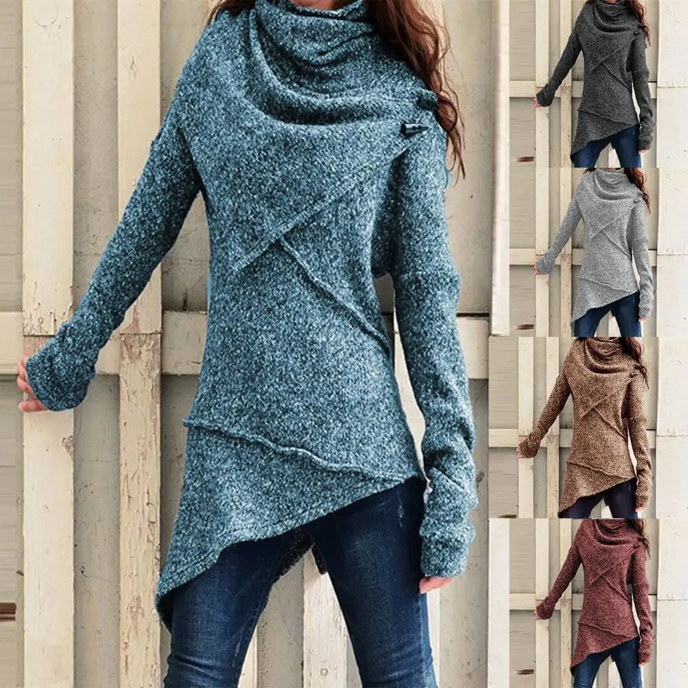 Knitted Sweater Turtleneck High Collar Elegant Irregular Hem Long Sleeve Soft Warm Slim Vintage Autumn Winter Women Pullover Top
Knitted Sweater Turtleneck High Collar Elegant Irregular Hem Long Sleeve Soft Warm Slim Vintage Autumn Winter Women Pullover Top
