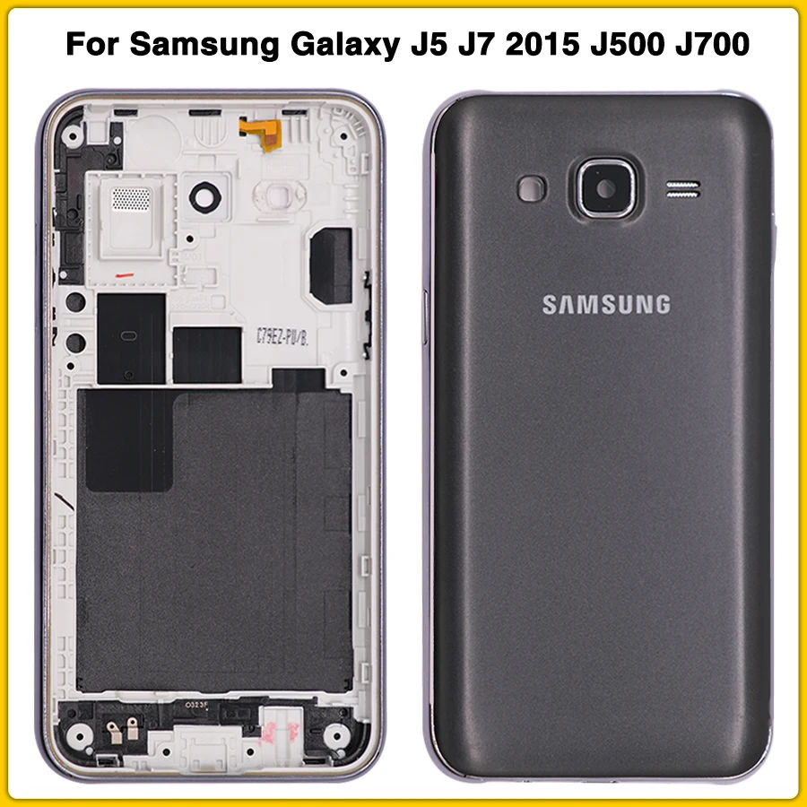 Полный корпус чехол для Samsung Galaxy J5 J7 2015 J500 J700 J500F J500H промежуточный Корпус Крышка батарейного отсека задняя