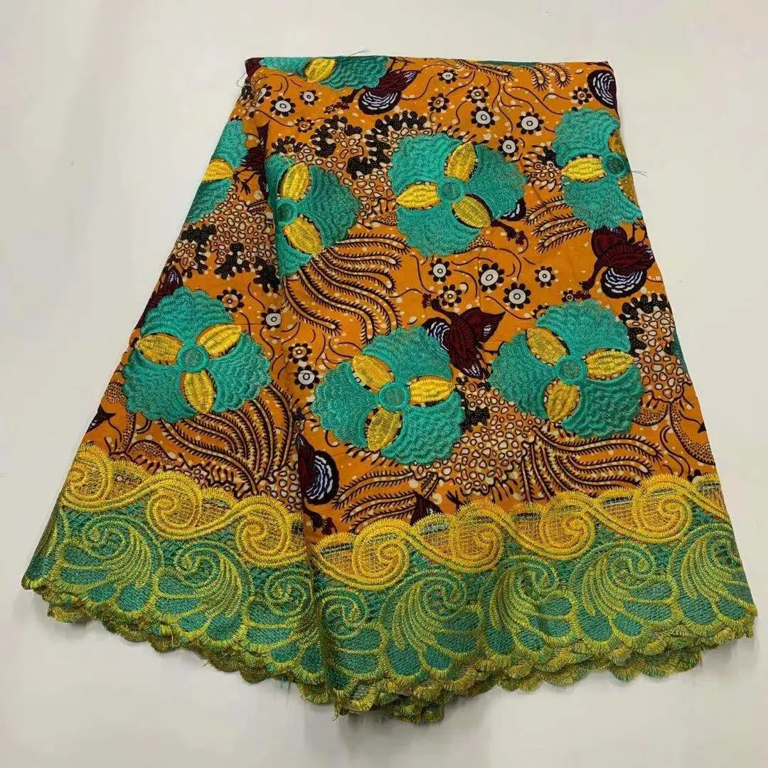 New Brode Wax Print With Water Soluble Lace Fabric 2021 High Quality 6Yards Cotton Ankara African Dye Material Embroidery ZQL26
New Brode Wax Print With Water Soluble Lace Fabric 2021 High Quality 6Yards Cotton Ankara African Dye Material Embroidery ZQL26