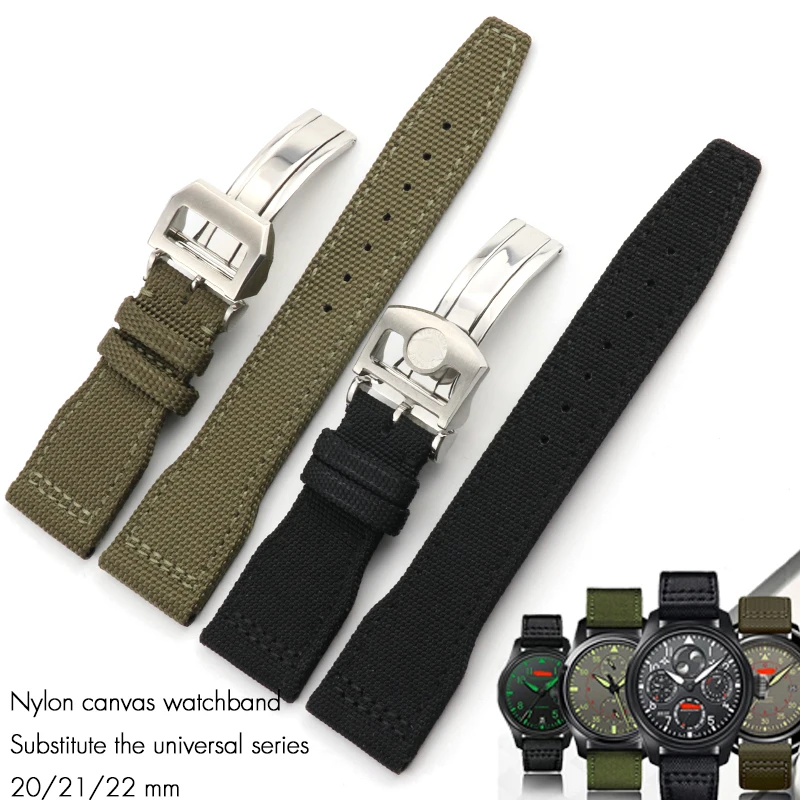 Ремешок из нейлоновой ткани для часов IWC Series модный Воздухопроницаемый черный