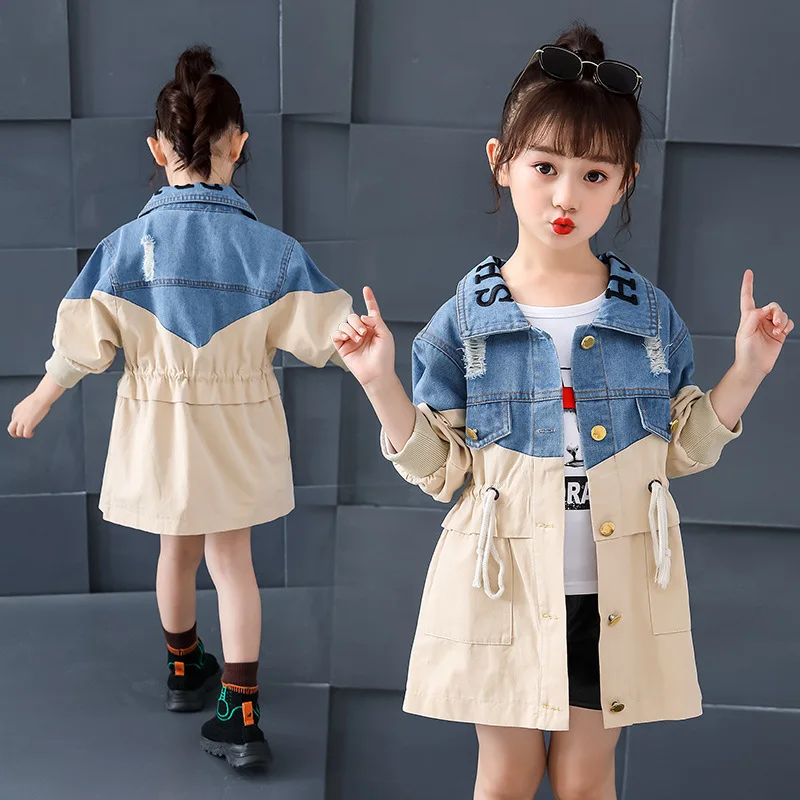 4-12Y Children's Clothing Girls Stitching Denim Jacket Spring Autumn New Small Fresh Letters Trench Coat Lapel Jacket
4-12Y Children's Clothing Girls Stitching Denim Jacket Spring Autumn New Small Fresh Letters Trench Coat Lapel Jacket