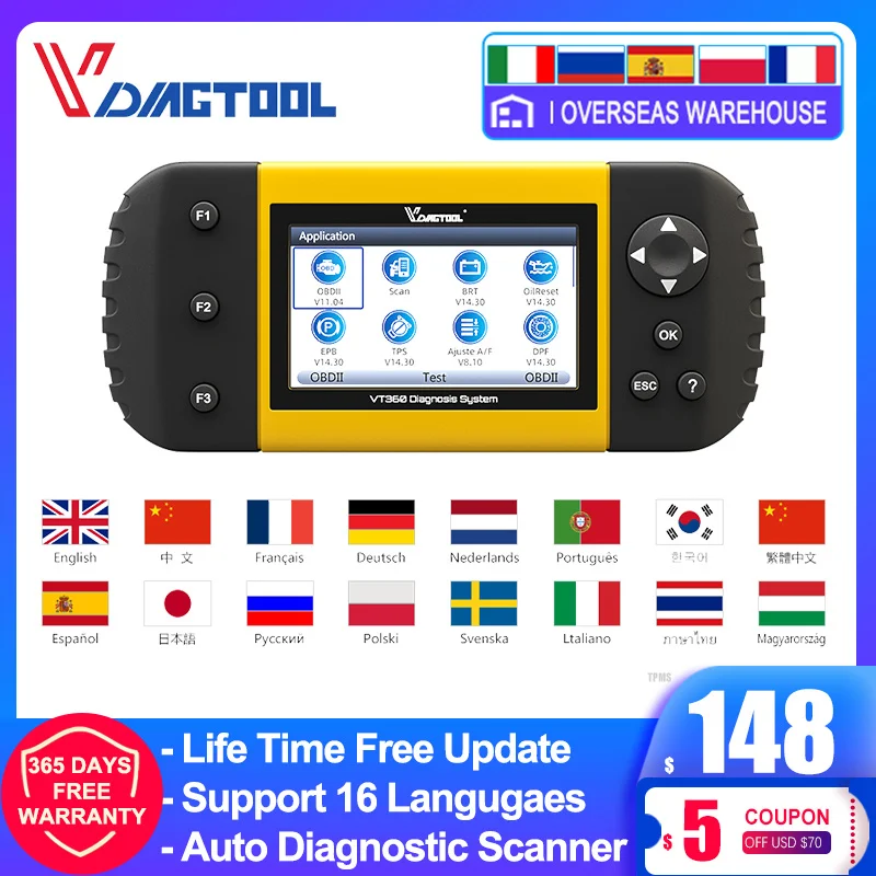 VDIAGTOOL VT360 вся система OBDII Автомобильная диагностика ABS подушка безопасности SAS BRT EPB DPF TPA TPMS Immo маслосброс инжектор сканер
VDIAGTOOL VT360 вся система OBDII Автомобильная диагностика ABS подушка безопасности SAS BRT EPB DPF TPA TPMS Immo маслосброс инжектор сканер