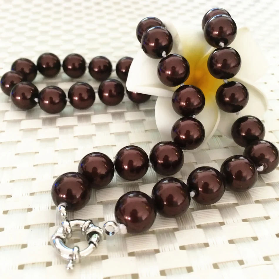 Charming brown shell 14mm beautiful round simulated-pearl beads diy trendy necklace for classical jewelry making 18 inch MY3320 
Charming brown shell 14mm beautiful round simulated-pearl beads diy trendy necklace for classical jewelry making 18 inch MY3320