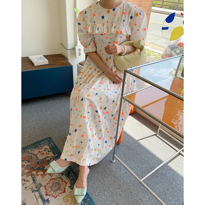 Kimotimo Print Puff Sleeve Long Dress for Women Summer O-neck Ruffles Patchwork Loose Short Sleeve Dress Korean Casual Fashion
Kimotimo Print Puff Sleeve Long Dress for Women Summer O-neck Ruffles Patchwork Loose Short Sleeve Dress Korean Casual Fashion