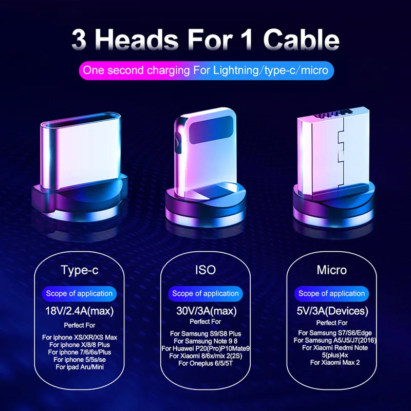 3A Magnetic USB Cable Type C Micro USB Charger Cable Fast Charging For iPhone XS Max Samsung Charge Magnetic Android Phone Cord
3A Magnetic USB Cable Type C Micro USB Charger Cable Fast Charging For iPhone XS Max Samsung Charge Magnetic Android Phone Cord
