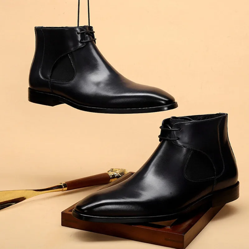 2020 Autumn Design Luxury Genuine Cow Leather Men Ankle Boots High Top Lace Up Dress Shoes Black Formal Man Basic Boots botas
2020 Autumn Design Luxury Genuine Cow Leather Men Ankle Boots High Top Lace Up Dress Shoes Black Formal Man Basic Boots botas