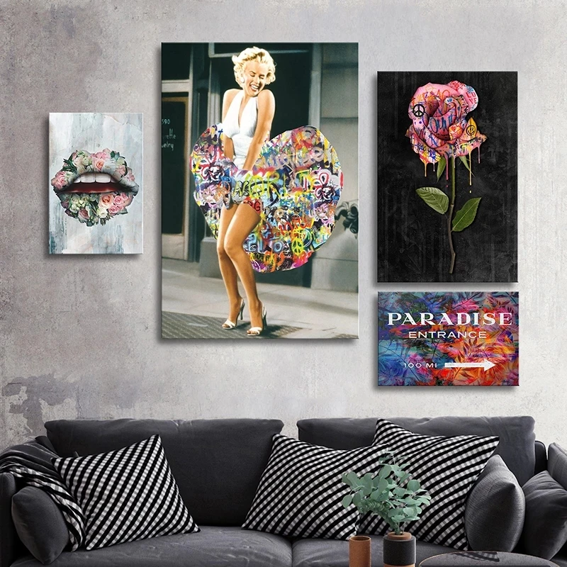 Famous Star Graffiti Art Abstract Rose Bouquet Lips Print Canvas Painting Poster on The Wall Picture for Living Room Home Decor
Famous Star Graffiti Art Abstract Rose Bouquet Lips Print Canvas Painting Poster on The Wall Picture for Living Room Home Decor