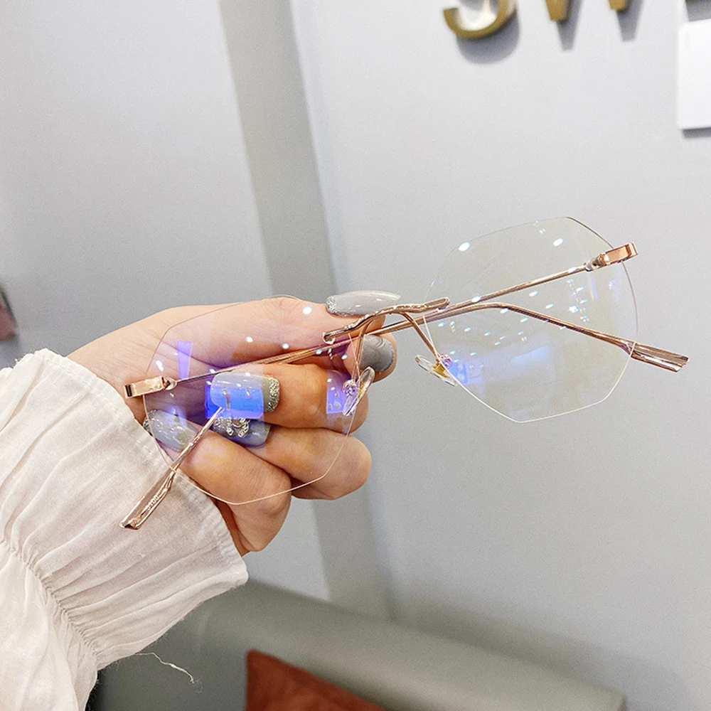 Blue Llight Blocking Rimless Glasses Women Transparent Computer Eyeglasses Polygon Optical Lense Men Eyeawear Spectacle Glasses
Blue Llight Blocking Rimless Glasses Women Transparent Computer Eyeglasses Polygon Optical Lense Men Eyeawear Spectacle Glasses