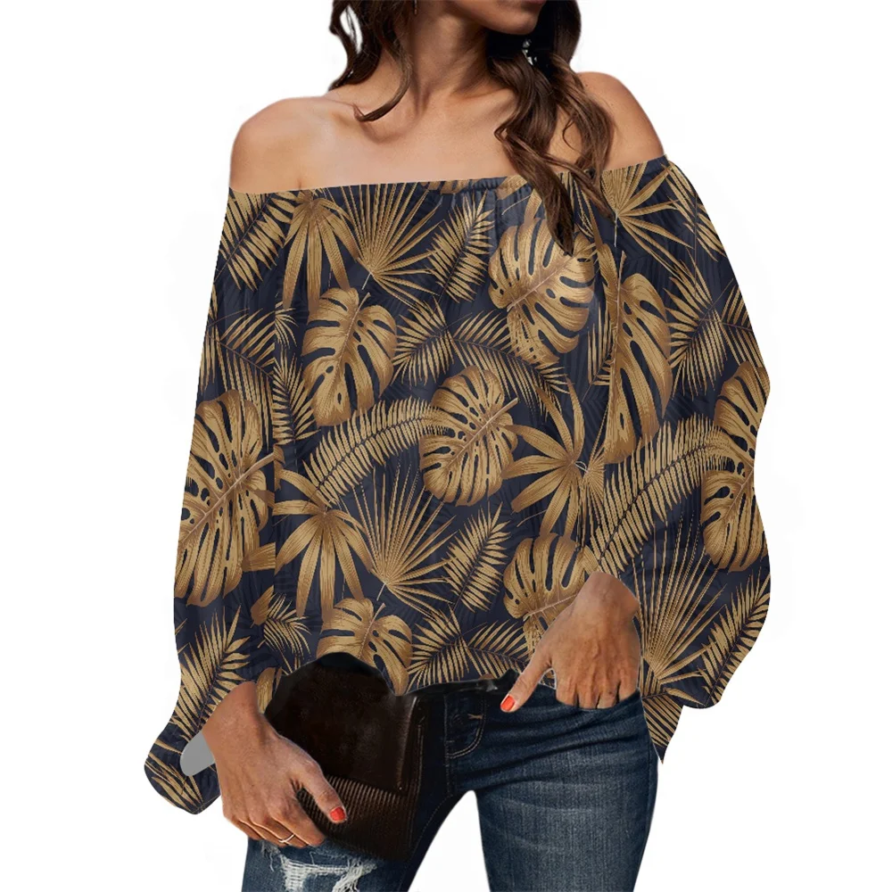 Autumn New Style Tropical Palm Leaves Print Off Shoulder Ladies Tops Casual Long-sleeved Chiffon Women Shirts Loose Blouses POD
Autumn New Style Tropical Palm Leaves Print Off Shoulder Ladies Tops Casual Long-sleeved Chiffon Women Shirts Loose Blouses POD