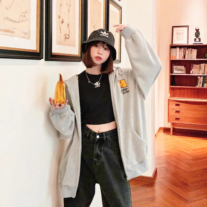 Korean Casual Letter Embroidery Zip Up Hoodie Woman Clothing 2020 Fashion Oversized Fleece Sweatshirt Winter Women Streetwear
Korean Casual Letter Embroidery Zip Up Hoodie Woman Clothing 2020 Fashion Oversized Fleece Sweatshirt Winter Women Streetwear