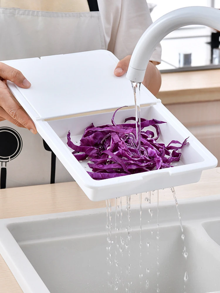 Cutting Board Rectangle Multifunctional Cutting Board Strainer Basket Washable Vegetables Strainer Kitchen Storage Organizer 
Cutting Board Rectangle Multifunctional Cutting Board Strainer Basket Washable Vegetables Strainer Kitchen Storage Organizer