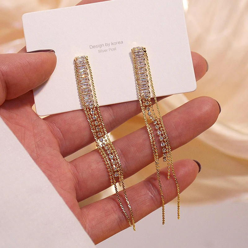 New Trendy 14K Real Gold Plated Crystal Tassel Drop Earrings for Women Jewelry AAA Zirconia S925 Silver Needle Party Fine Gift
New Trendy 14K Real Gold Plated Crystal Tassel Drop Earrings for Women Jewelry AAA Zirconia S925 Silver Needle Party Fine Gift