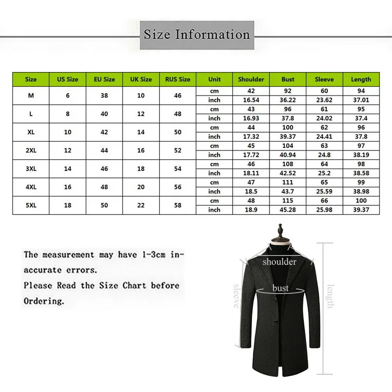 Fashion Jackets Men Slim Fits Coats Business Mens Long Winter Windproof Outwears Plus Size 5XL Black Hot Sale High Quality
Fashion Jackets Men Slim Fits Coats Business Mens Long Winter Windproof Outwears Plus Size 5XL Black Hot Sale High Quality