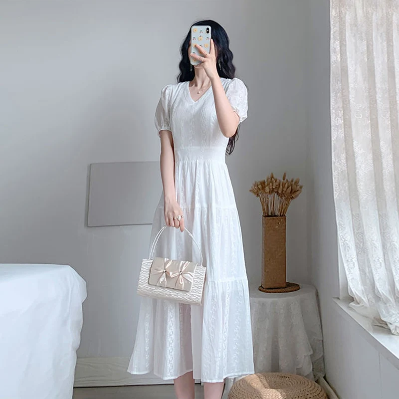 2021 New Fashion Women Dresses Slim Party Short Sleeve V-Neck Summer Dress Casual Elegant White Office Working Lady Dress 
2021 New Fashion Women Dresses Slim Party Short Sleeve V-Neck Summer Dress Casual Elegant White Office Working Lady Dress
