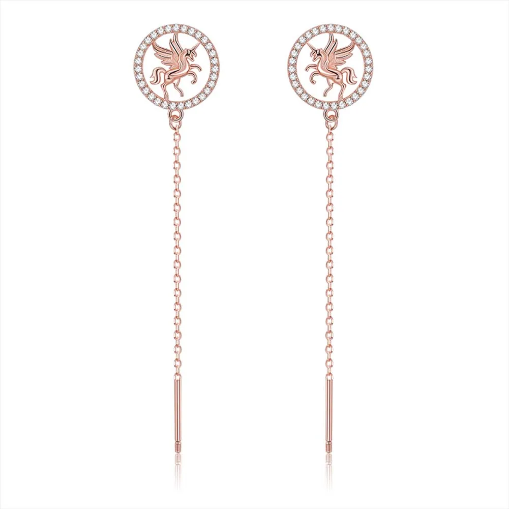 ZEMIOR 925 Sterling Silver Long Tassel Cute Unicorn Drop Earrings For Women Circle Cubic Zirconia Earring Fine Silver Jewelry
ZEMIOR 925 Sterling Silver Long Tassel Cute Unicorn Drop Earrings For Women Circle Cubic Zirconia Earring Fine Silver Jewelry