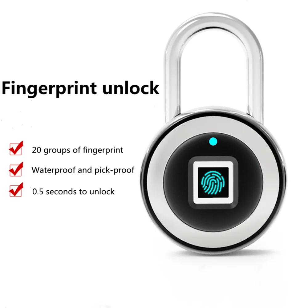 Rechargeable Door Lock Intelligent Smart keyless touch outdoor waterproof metal fingerprint combination padlocks
Rechargeable Door Lock Intelligent Smart keyless touch outdoor waterproof metal fingerprint combination padlocks