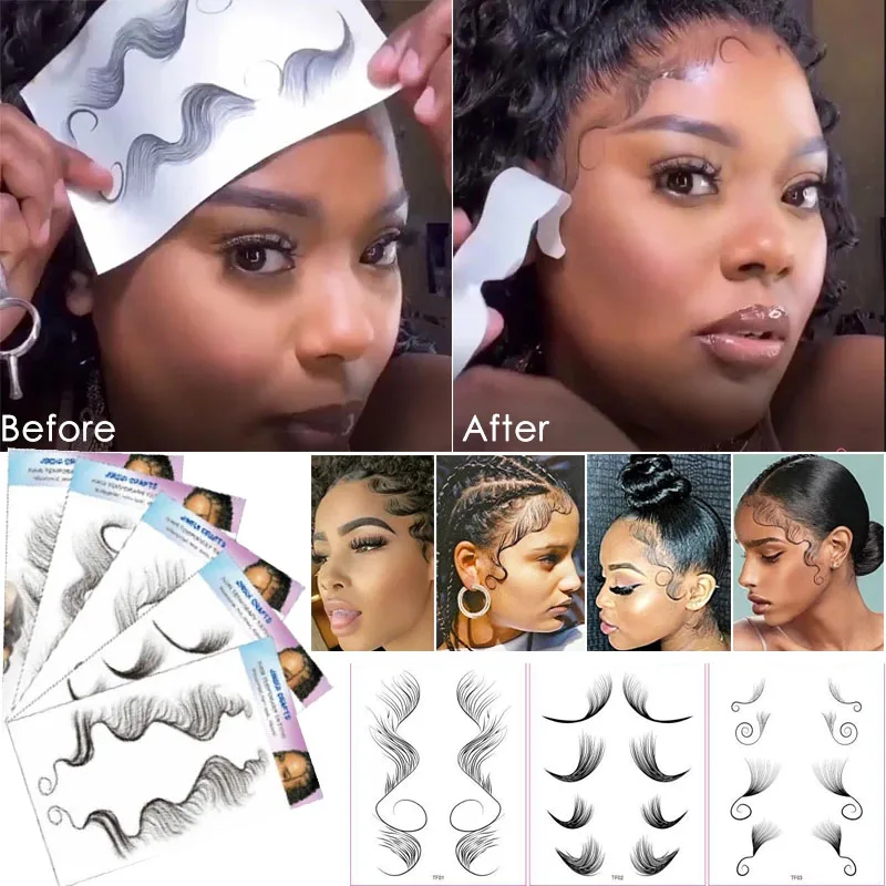 Natural Curly Hair Line Tattoos Sticker Hair Edges Template Hot Styling Tool Waterproof Fake Baby Hair Temporary Sticker 
Natural Curly Hair Line Tattoos Sticker Hair Edges Template Hot Styling Tool Waterproof Fake Baby Hair Temporary Sticker