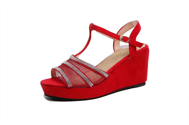 2019 summer new sandals and women's shoes one word buckle belt rubber wedge heel open toe water drill high heel E370
2019 summer new sandals and women's shoes one word buckle belt rubber wedge heel open toe water drill high heel E370