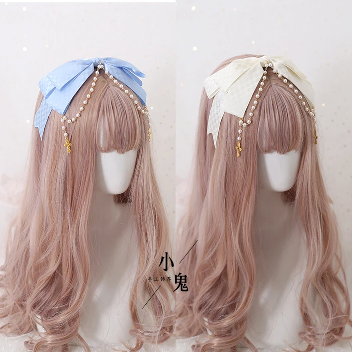 

Gorgeous Princess Cross Bow Bead Chain KC Hair Hoop Angel Handle Angel Book Headdress Cosplay Gothic Hair band Lolita Headband
