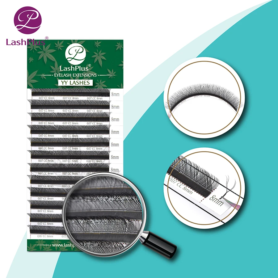 

LASHPLUS Lash Tray YY Shape Thickness 0.07mm C/D Curl 8-15mm Mixed Length 1S Fast Fan Silk Individual Eyelash Extensions