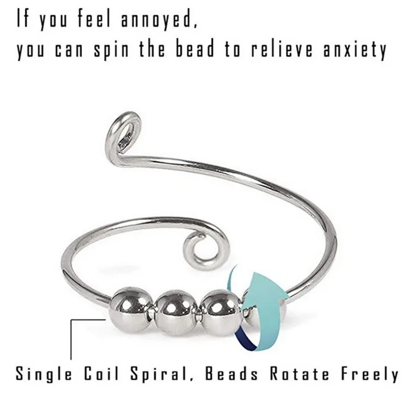 Fidget Beads Fidget Ring Spinner Single Coil Spiral Fidget Ring Beads Rotate Freely Anti Stress Anxiety Ring Toy For Girl Women
Fidget Beads Fidget Ring Spinner Single Coil Spiral Fidget Ring Beads Rotate Freely Anti Stress Anxiety Ring Toy For Girl Women