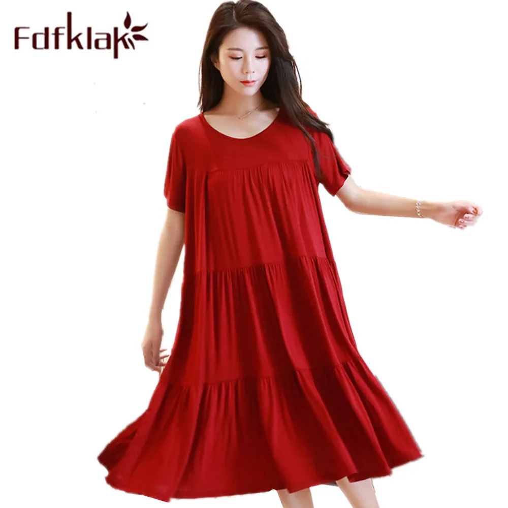 Fdfklak Summer Modal Women's Nightgown Nightdress Short Sleeve Sleepwear Nightwear Loose Nightgowns Fashion Sleepshirts
Fdfklak Summer Modal Women's Nightgown Nightdress Short Sleeve Sleepwear Nightwear Loose Nightgowns Fashion Sleepshirts