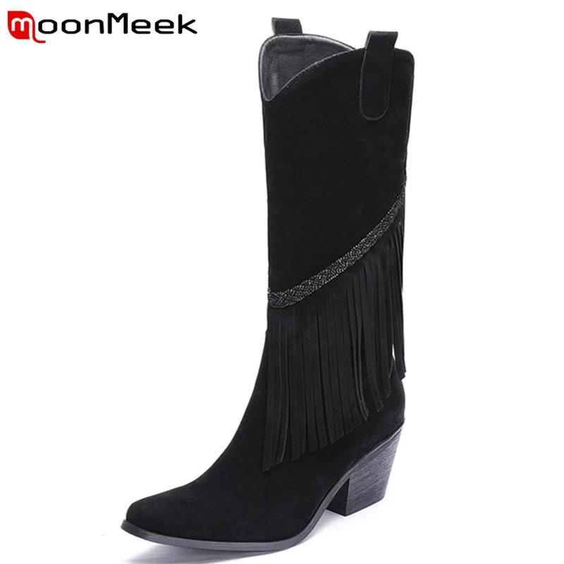 MoonMeek Kid Suede Thick Heels Female Shoes Winter Slip On Knee High Boots Comfortable High Quality Hand Made Retro Women Boots
MoonMeek Kid Suede Thick Heels Female Shoes Winter Slip On Knee High Boots Comfortable High Quality Hand Made Retro Women Boots