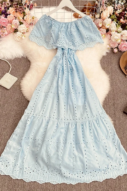 2021 New Summer Women Retro All-match slash neck Ruffle Dress high waist slim hollow out A-line Dress
2021 New Summer Women Retro All-match slash neck Ruffle Dress high waist slim hollow out A-line Dress
