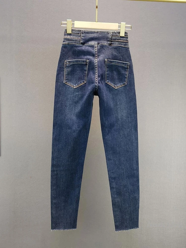 Hot Rhinestone Jeans for Women 2021 Spring Autumn New High Waist Slim Fit Stretch Skinny Trousers Black Denim Pants
Hot Rhinestone Jeans for Women 2021 Spring Autumn New High Waist Slim Fit Stretch Skinny Trousers Black Denim Pants