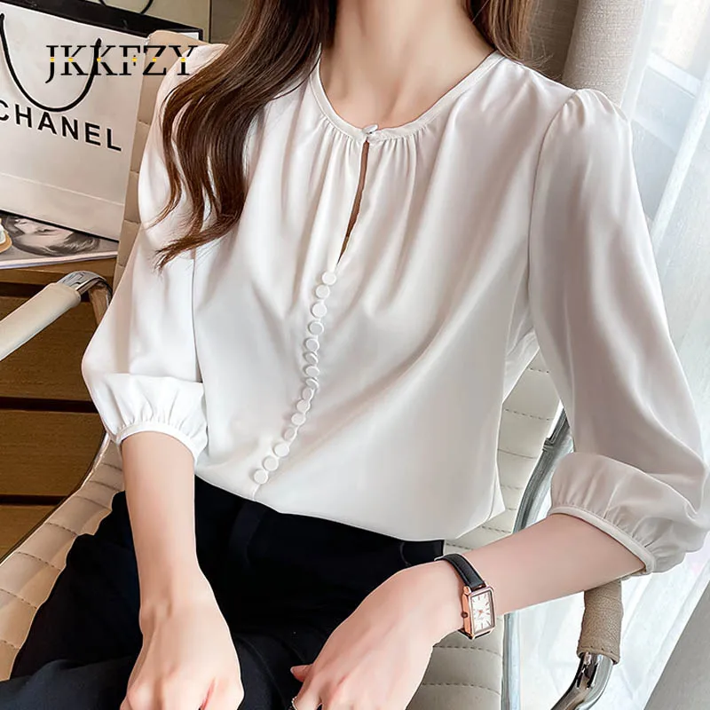 Chiffon Shirt Women Spring SummerTops White Anti-Wrinkle Thin Three-Quarter Sleeves Small Suit With A Stylish Blouses
Chiffon Shirt Women Spring SummerTops White Anti-Wrinkle Thin Three-Quarter Sleeves Small Suit With A Stylish Blouses