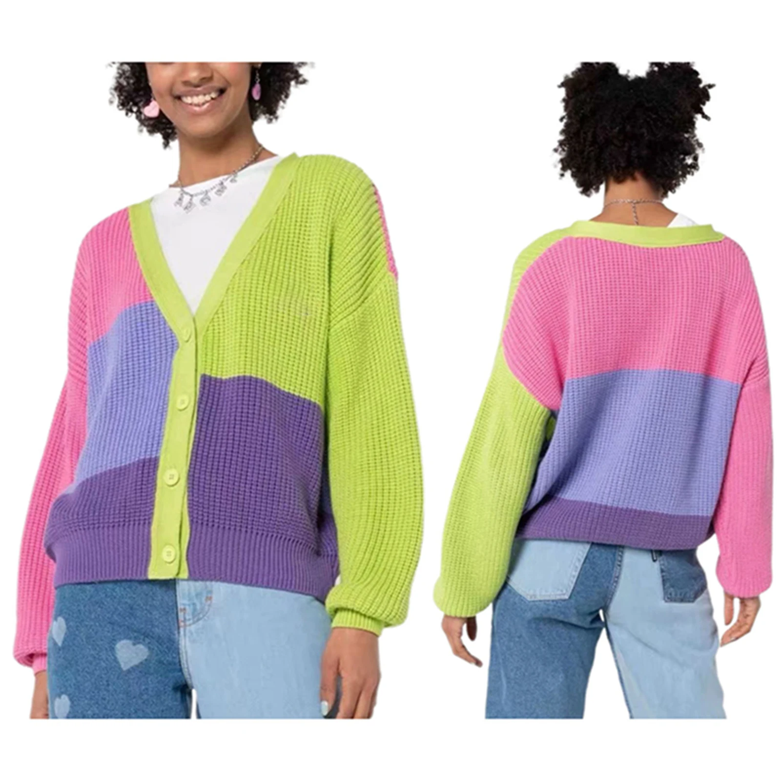 Gaono Womens' Knitted Thick Coat Stitching Color Block Muticolor Long Sleeves Bottom Loose Sweater New Sweatershirt Winter 2021
Gaono Womens' Knitted Thick Coat Stitching Color Block Muticolor Long Sleeves Bottom Loose Sweater New Sweatershirt Winter 2021