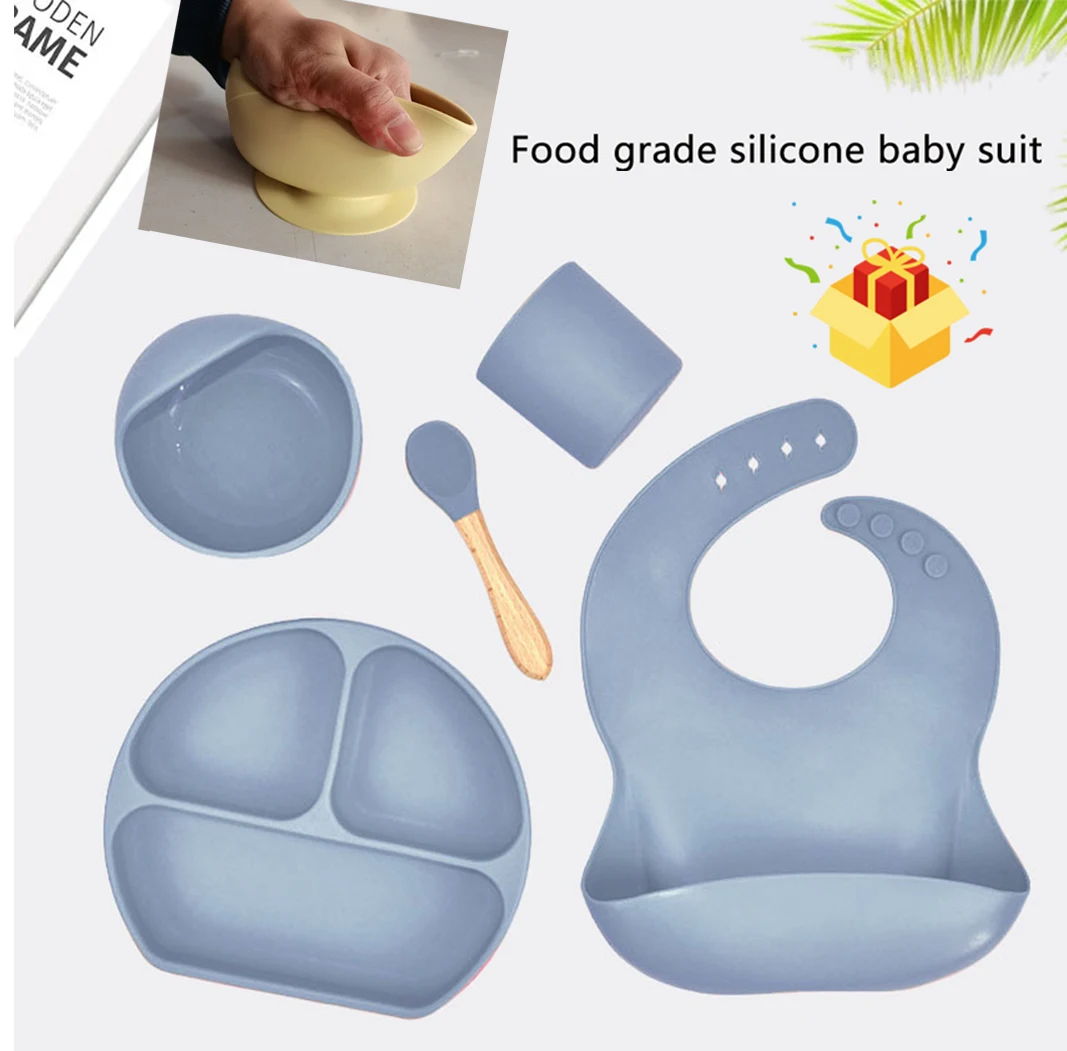 5 Pcs Silicone Feeding Dinnerware Dinner Set Suction Tableware Platte Plate Bowls Platos Para Bebé Baby Dishes Cup Spoon Bib
5 Pcs Silicone Feeding Dinnerware Dinner Set Suction Tableware Platte Plate Bowls Platos Para Bebé Baby Dishes Cup Spoon Bib