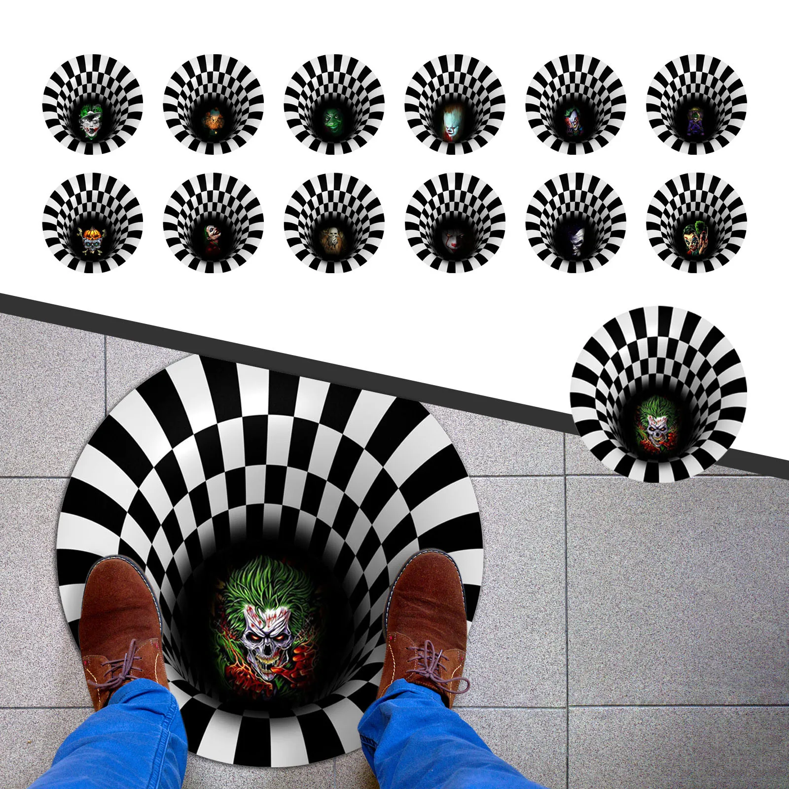 Halloween Joker 3D Creative Vortex Illusion Doormat Stereo Vision IT Illusion Living Room Bedroom Carpet Art Rug 60*60cm
Halloween Joker 3D Creative Vortex Illusion Doormat Stereo Vision IT Illusion Living Room Bedroom Carpet Art Rug 60*60cm