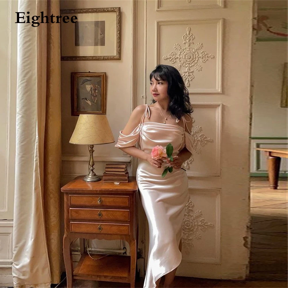 Eightree Simple Soft Satin Boho Sleeveless Short Wedding Dresses Spaghetti StrapsTea Length Beach Sexy Princess Bridal Gowns
Eightree Simple Soft Satin Boho Sleeveless Short Wedding Dresses Spaghetti StrapsTea Length Beach Sexy Princess Bridal Gowns