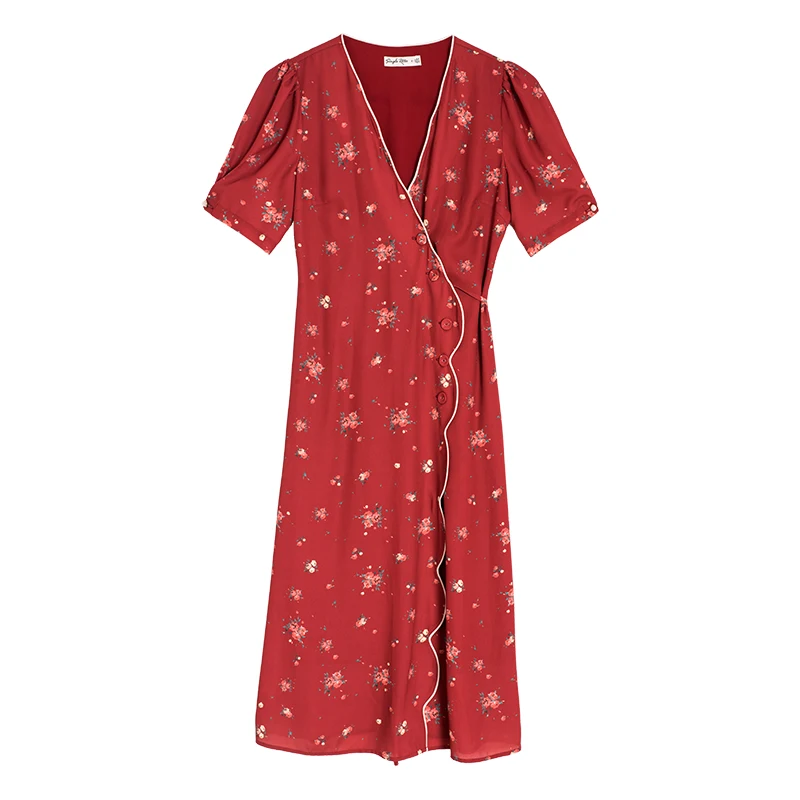 Spring and summer new French retro v-neck elegant green one-piece wrap tea-break skirt floral dress women
Spring and summer new French retro v-neck elegant green one-piece wrap tea-break skirt floral dress women
