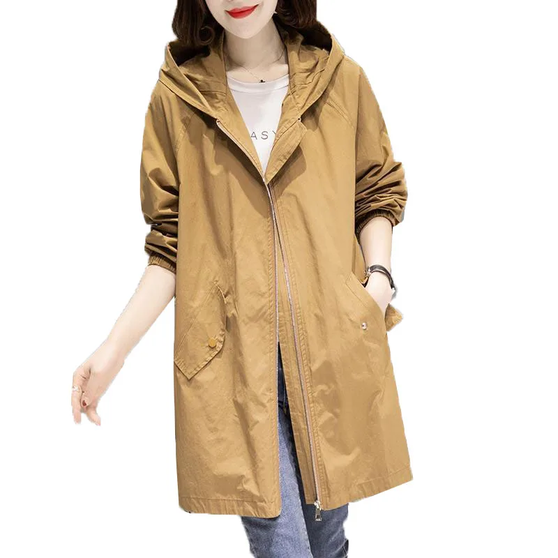 Spring Autumn Large Size 4XL Hooded Windbreaker Coats Women's Mid-Length Trench Coat 2021 New thin Female Coat Casual Outerwear
Spring Autumn Large Size 4XL Hooded Windbreaker Coats Women's Mid-Length Trench Coat 2021 New thin Female Coat Casual Outerwear