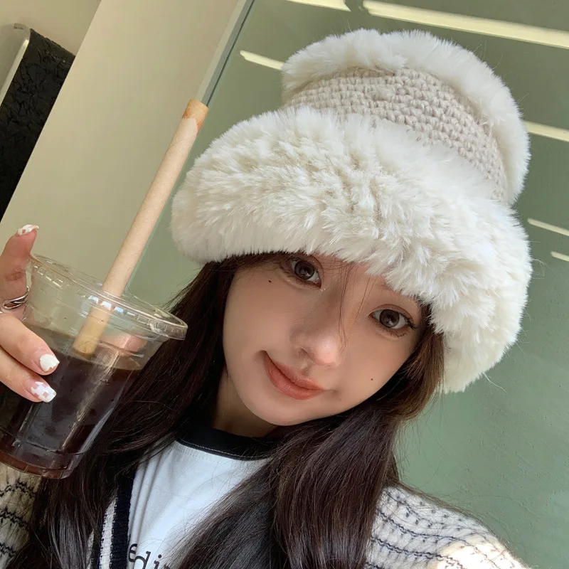 Hats Knitted Fisherman Hat Russian Rabbit fur Caps Hood Hat Lamb Hair Women's Bomber Hats Warm Beanies Cap
Hats Knitted Fisherman Hat Russian Rabbit fur Caps Hood Hat Lamb Hair Women's Bomber Hats Warm Beanies Cap