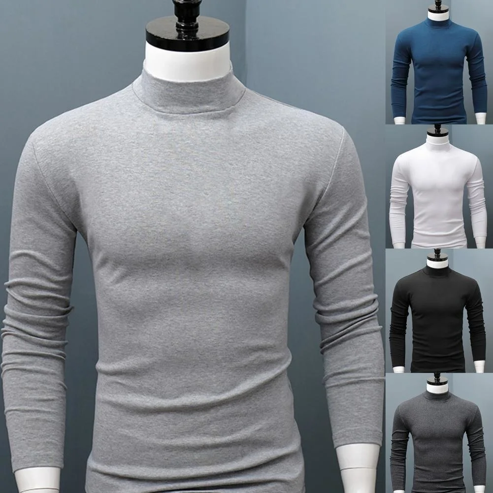 Men's long sleeved sweater, solid color, medium neck, casual, slim, warm, tight, underwear
Men's long sleeved sweater, solid color, medium neck, casual, slim, warm, tight, underwear